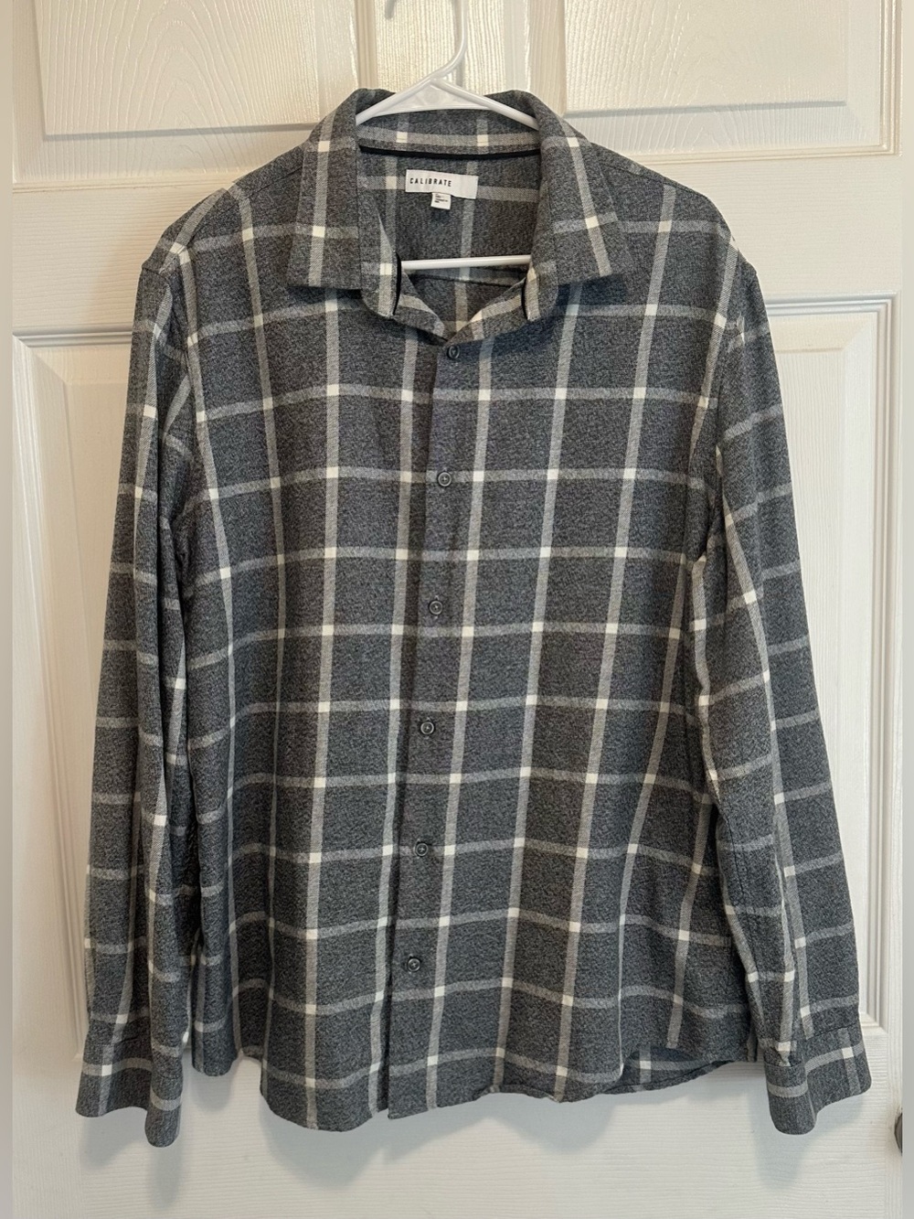 C2 by Calibrate Gray and White Plaid Button-Down Shirt